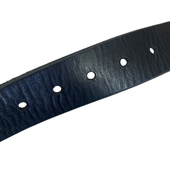 Fossil Mens Black Genuine Leather Belt Size 44 Silver Tone Buckle - Picture 10 of 12